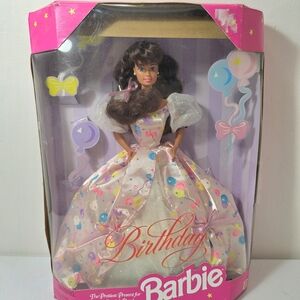 Mattel Barbie Birthday #16000-1996 Brunette Fashion Doll With Balloon Dress Toy